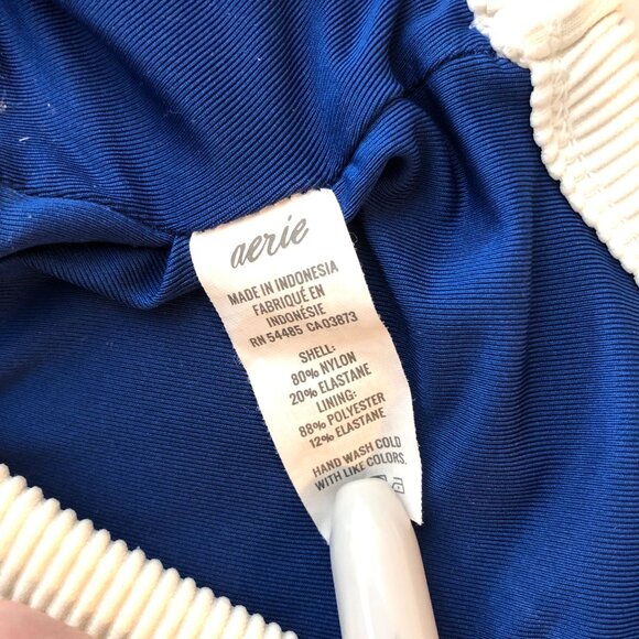 Aerie Womens Blue White Ribbed Trim Bralette Top Shelf Bra Scoop XS - Picture 4 of 5